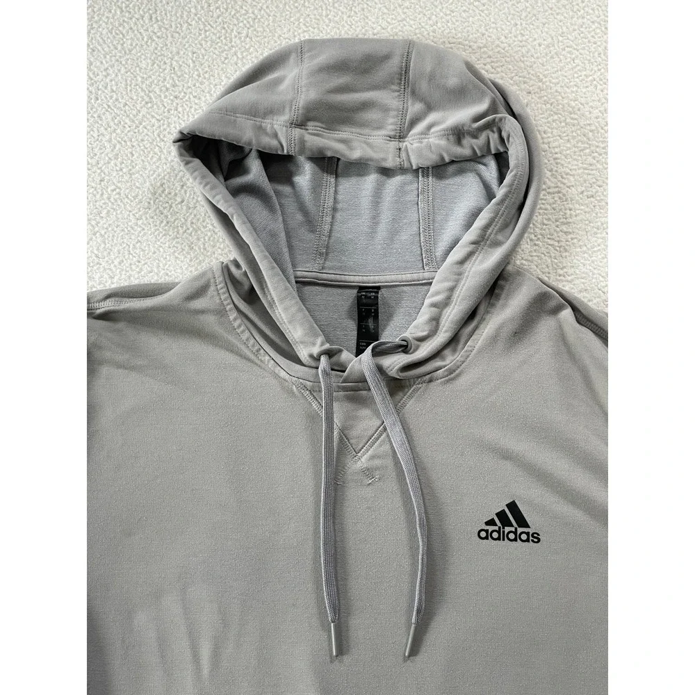 Adidas Mens Medium Grey Aeroready Hoodie Lightweight Pullover H47658 Athleisure